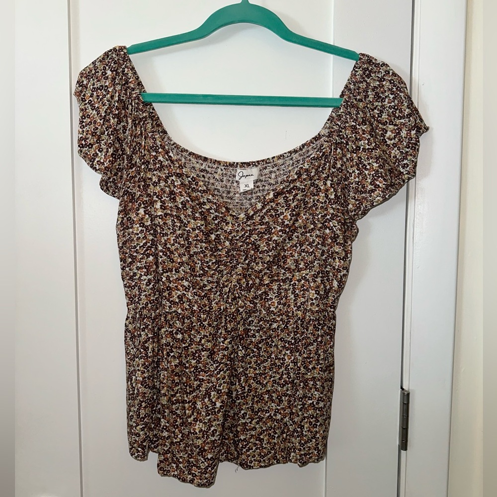 Floral Pattern, Short Sleeve Shirt, Size XL